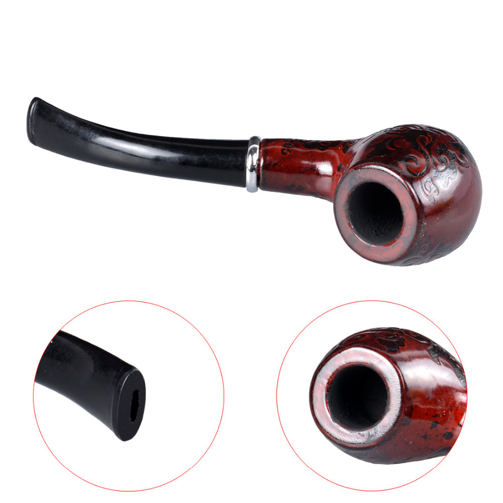 Pipes Classic Wooden Carved Smoking Tobacco Pipes Cigar Filter sz0412