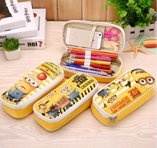 Cute Cartoon Despicable Me Minions Pencil Cases Kawaii School Suppliers Pencil Box Stationery Pen Pencil Bags