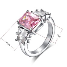 Fashion women engagement rings ruby jewelry stainless steel ring pink cz diamond design for women