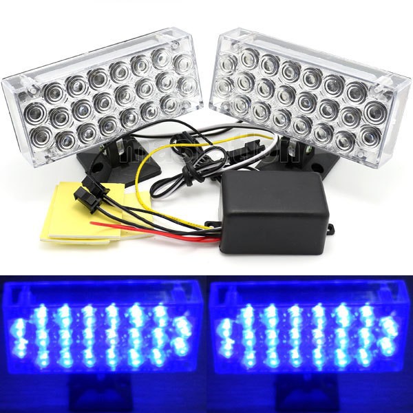 One-Set-Blue-LED-Daytime-Running-Light-Flash-Emergency-Warning-Strobe-Light-Car-Light-12V