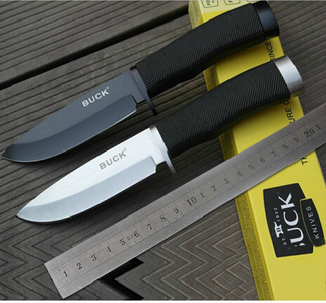 6pcs lot BUCK 009 56HRC 420 fixed Blade knife Outdoor Survival Hunting Tool Fixed Knife Silver