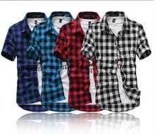 summer 2015 brand men’s slim fit casual shirts fashion short slevee mens paild dress shirt camisas hombre cotton shirt men