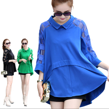 New Fashion Spring Women Blouses Loose Chiffon Shirt Lace Shirt Long Sleeved Size S~3XL