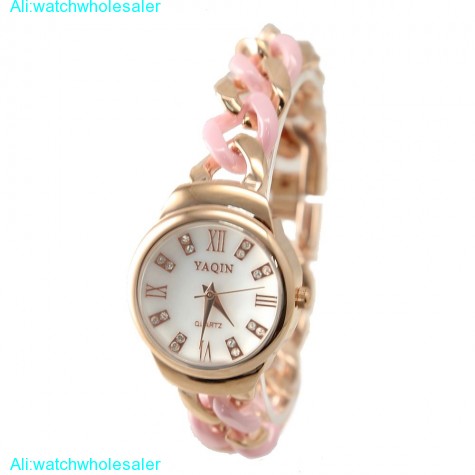 FW861A New Round Rose Gold Tone Watchcase White Dial Ladies Women Bracelet Watch