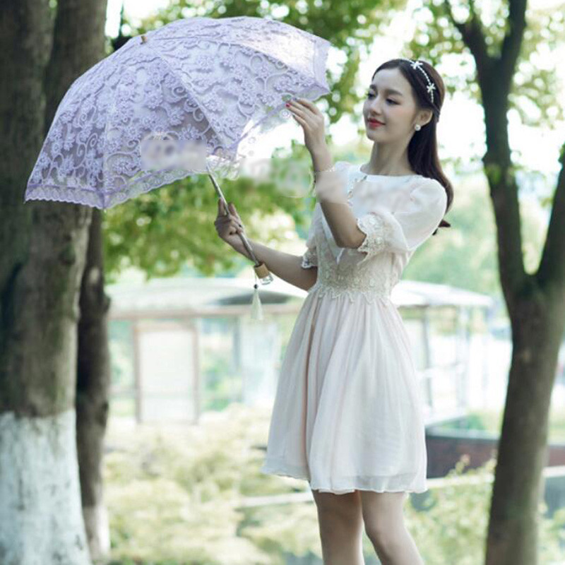  Princess Sun Umbrella Lace Parasol Umbrellas Arched UV Creative Folding Pongee Sunny Women\'s Umbrella Fast shipping (1)