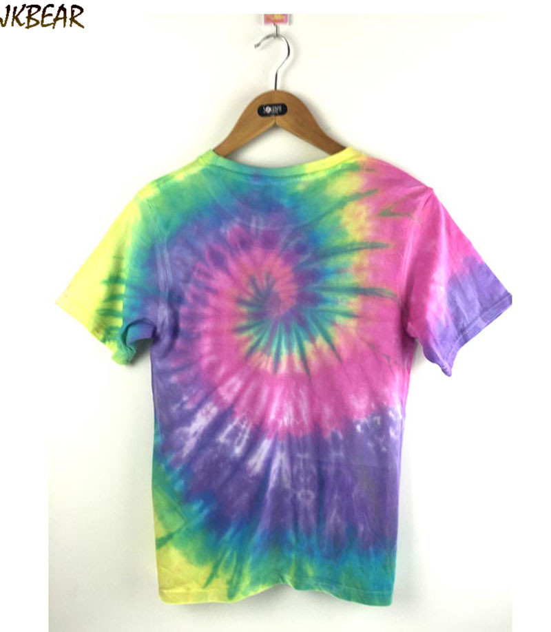New-arriving Letter Print Fuck Off Tie Dye T Shirts for Women and Men Fashionable Rainbow Paisley Tie-dye Tee S-XL 2