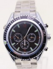Lujo nueva james bond 007 reloj automático dial negro naranja bisel inoxidable pulsera de la alta calidad del deporte del Mens relojes