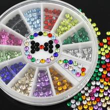 12 Colors Glitters 3mm Acrylic Nail Decoration Stickers DIY Nail Tips Wheel 4BU4