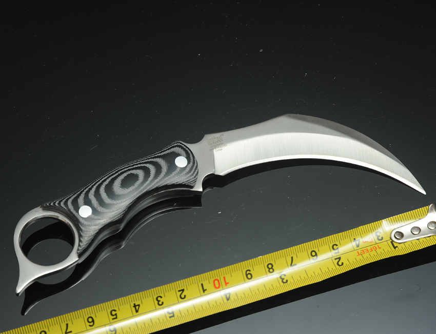 AGKK 1 Sharp Claw Knife Micarta Handle 440C Steel Blade curved Fixed