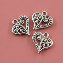 30 pcs Hollow Heart Charms Fashion Pendants Bracelet Necklace Accessories Jewelry Making Handmade,Tibetan Silver Plated 15*14mm
