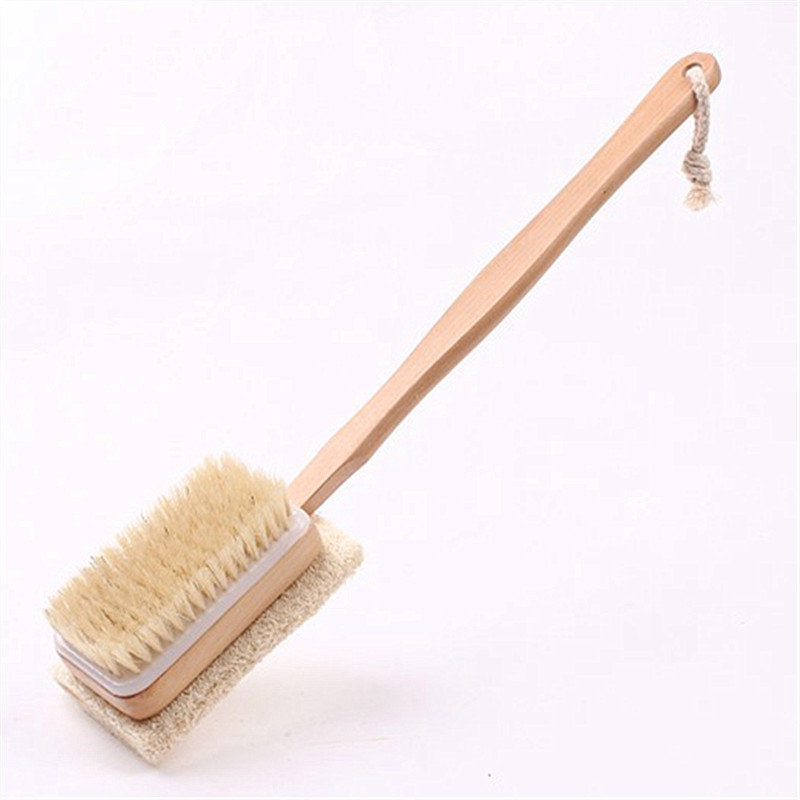 Natural Long handle bristle double Bath Brush Shower Spa Back Scrubber Brush Massage Meridian bath b