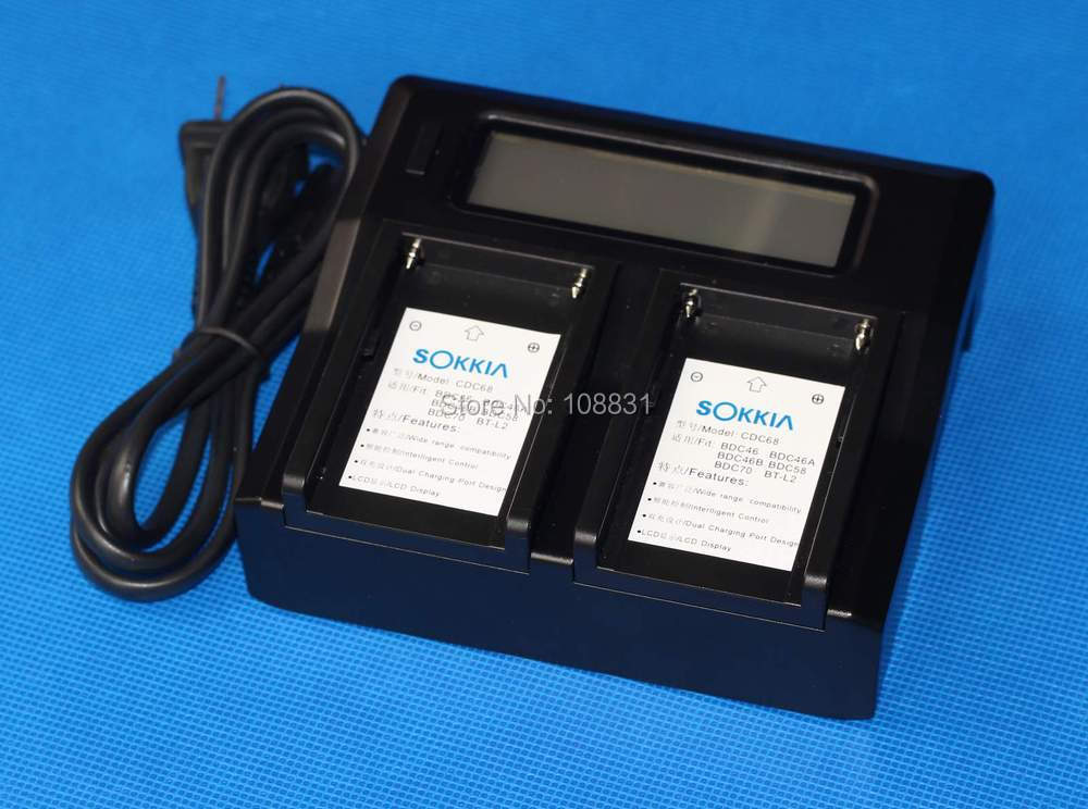 Brand New Dual Charger CDC68 with LCD SCREEN for SOKKIA BDC58 BDC46 BDC46A BDC46B BDC70 battery, Free shipping