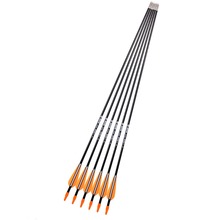 6pcs lot Fiberglass Arrow with Orange Plastic Feather for Recurve Bow Long Bow Arrow Hunting and