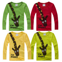 4 Color Long sleeve children cotton t shirts cute animal cartoon candy color bottoming t shirt