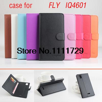 Здесь можно купить  10pcs/lot Luxury Lichee Pattern For FLY IQ4601 Case BW Wallet Stand Design PU Leather Cover Phone Case With 9 Color   Телефоны и Телекоммуникации