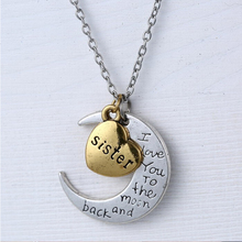 Hot Sale I Love You To The Moon And Back Necklace Vintage Family Necklaces Pendants Fashion