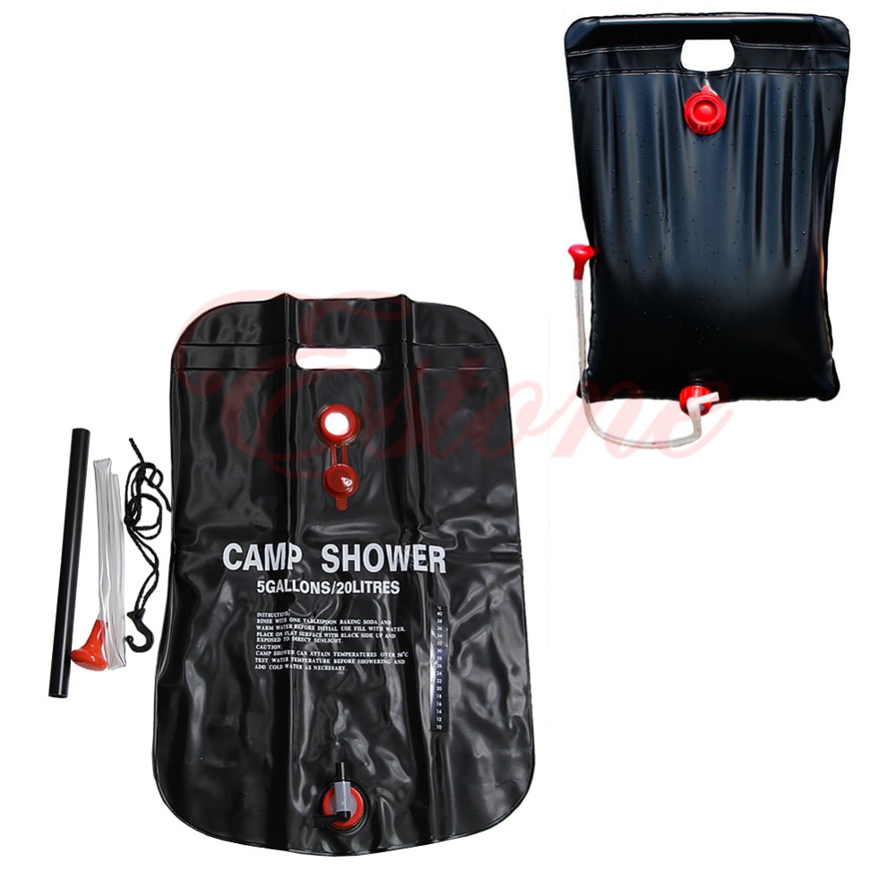 20L Portable Outdoor Camping Heat Shower Bag Solar Camp Shower With Thermometer