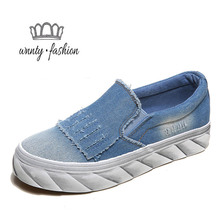 Tenis Chaussure Femme Feminino Shoes Woman Schoenen Zapatos Zapatillas Mujer Denim Womens Canvas Casual Platform Slip On 2016