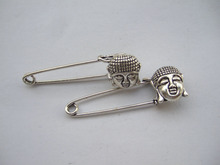5Pcs Silver Tone Large Buddha Durable Strong Metal Kilt Scarf Brooch Safety Pin 14*16mm