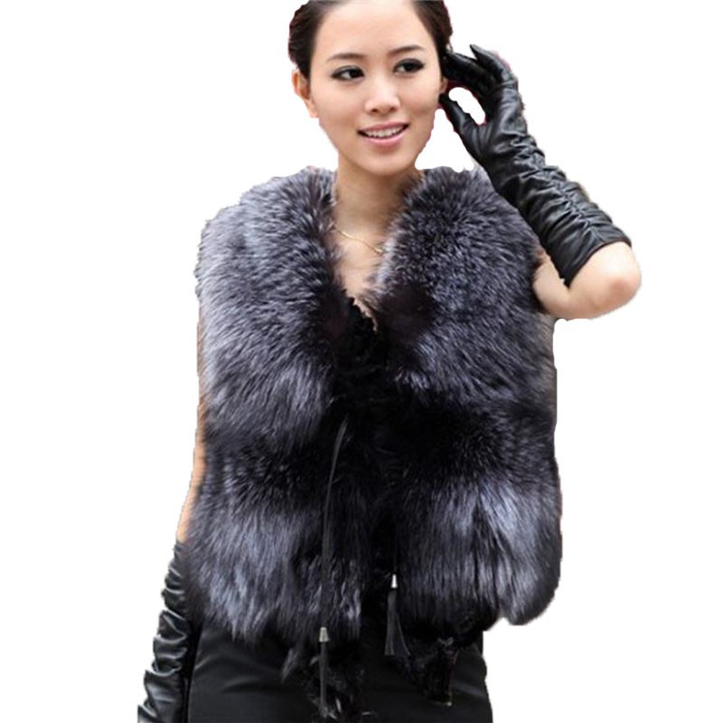 women faxu fur vest coat