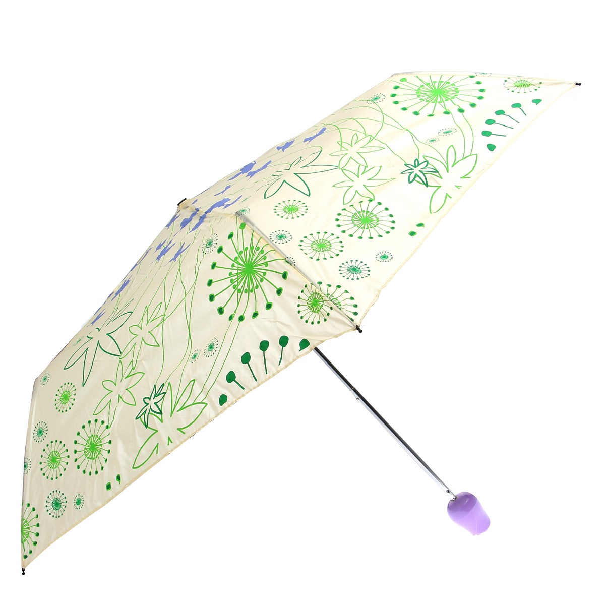 Novelty Butterfly & Flower Pattern Rose Vase Shaped Folding Umbrella Anti-UV Sun Rain Manual Umbrella (Light Yellow)