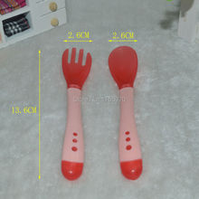 2015 Newest Freeshipping Safety Temperature Sensing Spoon Fork Baby Flatware Feeding Spoon For Infant