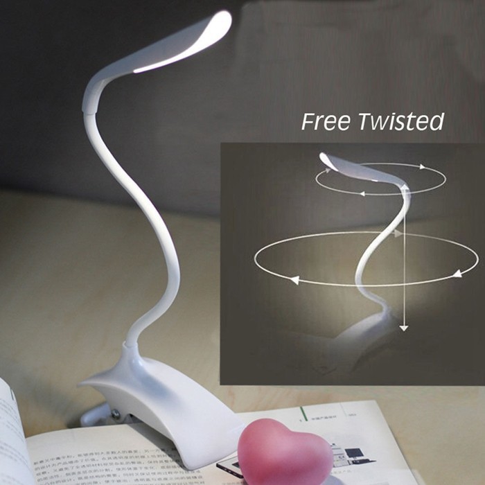 Fashional Portable Reading Light Touch Switch Adjustable Intensity USB Rechargeable LED Desk Table Lamp With Clip  (1)