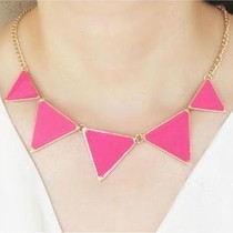 Free shipping 10 2015 New Fashion Punk Pink Green Blue Oil Triangle Multicolour Necklace Jewelry N085