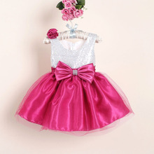 brand Christmas Girl Dresses with Bow Flower Sequined Baby Party Dress for wedding and birthday dance clothing