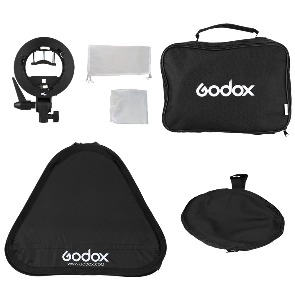 Floading Adjustable Godox 60 x 60cm Flash Softbox Kit with S Type Bracket Bowen Mount Holder