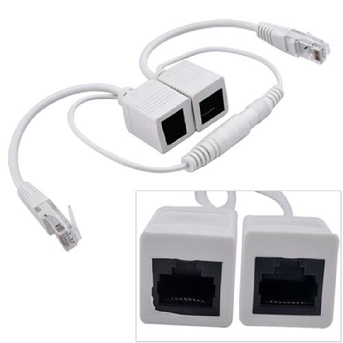 2015 White Poe Power Over Ethernet Injector Splitter Cable Kit For Ip Telephones Cameras