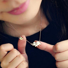 Good Lucky Elephant Family Stroll Design Fashion Women Charming Crystal Chain Necklace Statement necklace N62