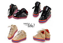France brand Isabel Marant women shoes Genuine Leather Colored soles Chain Decorative women platform sneakers have