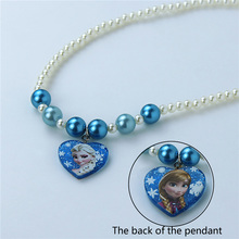 Anna Elsa Pendant Necklaces hexagon heart For Kids Baby Child Girls Jewelry Gift Cosplay Characte Figure