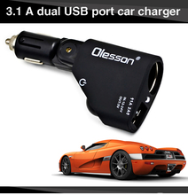 New 2 USB Charger Socket Auto Car Cigarette Lighter Extender Charger Splitter DC 12V/24V USB car Charger 8051