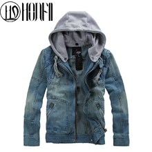 Men Fashion Jeans Jackets Slim Fit Male Hooded New Design Brand tops Outwear Full Sleeve Coat Large size M-5XL Hot Clothing