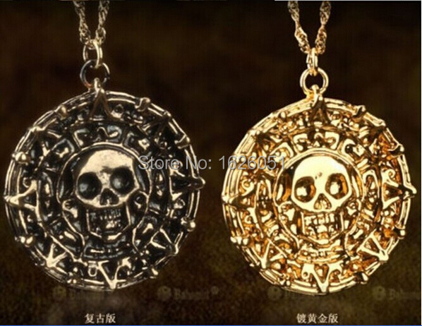 Pirates of the Caribbean Aztec Skull Pendant Necklace Exaggerated Jewelry Men Fashion Vintage Necklace