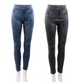 Women Stretch Denim Jean Look Skinny Leggings Slim Jeggings Pants Academies American Apparel Faux Denim Pencil