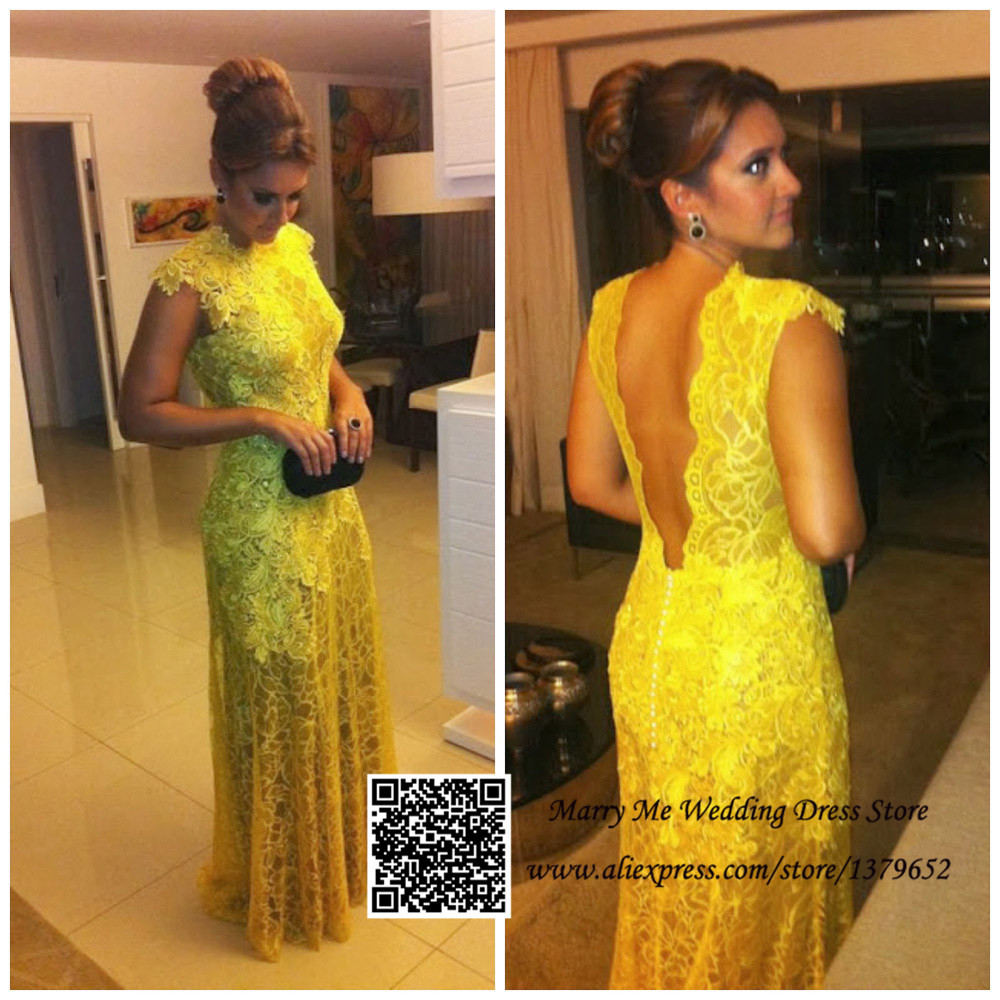 Yellow Cap Sleeve Wedding Dresses