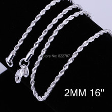 Fashion 925 sterling silver twisted rope chain necklace 2MM 16 24inches beautiful classic jewelry accessories wholesale