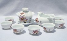 10pcs smart China Tea Set, Pottery Teaset,Purple Magnolia,A3TM12, Free Shipping