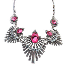 2014 New HOT Fashion Vintage Jewelry Choker Crystal Necklace Neon Bib Statement For Woman Necklace Pendants