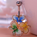 Very Cute Kawaii Butterfly Body Piercing For Woman Boutique Champagne Women Belly Button Rings Joias 18K