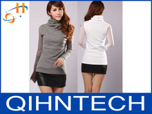New style all cotton rib increasing hot drill female turtle neck long sleeve T-shirt free shipping