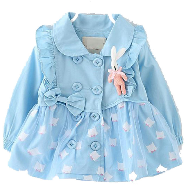 Children Clothing Girl Пальто Характер Лук Хлопка С Длинными рукавами Куртки Для Девочки 2017 Весна Новые Поступления Верхняя Одежда для Детей