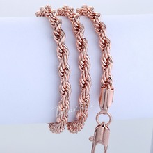 5mm 50 8cm Rope Chain 18K Rose Gold Filled Necklace Men Womens Chain Necklace High Quality