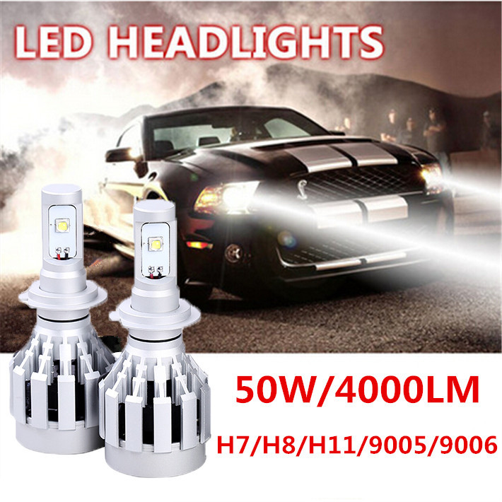 1 Pair 2015 LED Car Headlight 50W H7 Led Headlights Car H8 H11 9005 9006 LED Headlight Headlamp Bulbs 4000LM Free Shipping