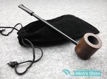 New 1pcs DLSSw Elegant Durable Ebony Wooden Tobacco Smoking Pipe Collection Gift Flat Bottom