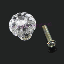 Hot Sell 10pcs/lot Clear Acrylic Door Pull Knob Drawer Cabinet Cupboard Handle 20mm Hardware Free Shipping