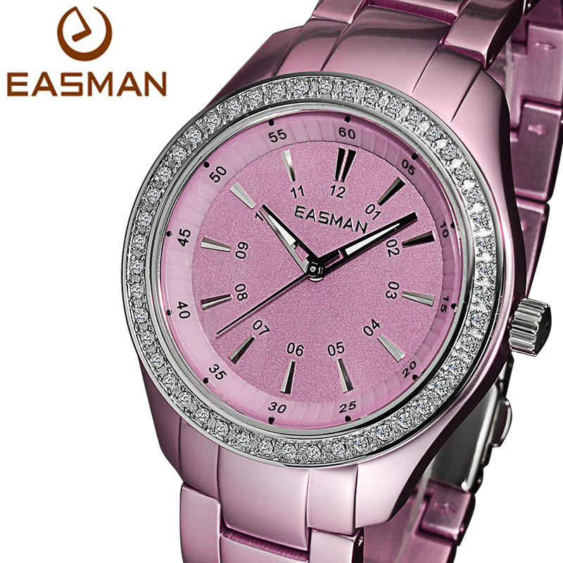 EASMAN Watch Women Purple Pink Ultralight Titanium Aluminum Quartz Watches Zircon Gems Water Resistant Wristwatches Watches